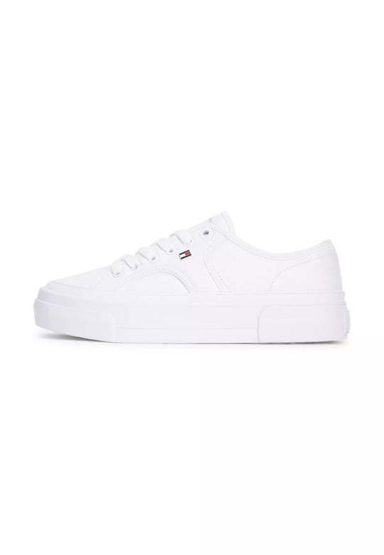 Tommy Hilfiger Tommy Hilfiger Kadın Bağcıklı Rahat Taban Logo Detaylı Deri Günlük Beyaz Sneaker FW0FW09393-YBS
