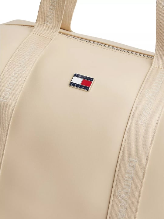 Tommy Hilfiger Tommy Hilfiger Kadın Bayrak Logo Detaylı Fermuarlı Bej Çanta AW0AW19046-AES