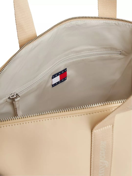 Tommy Hilfiger Tommy Hilfiger Kadın Bayrak Logo Detaylı Fermuarlı Bej Çanta AW0AW19046-AES