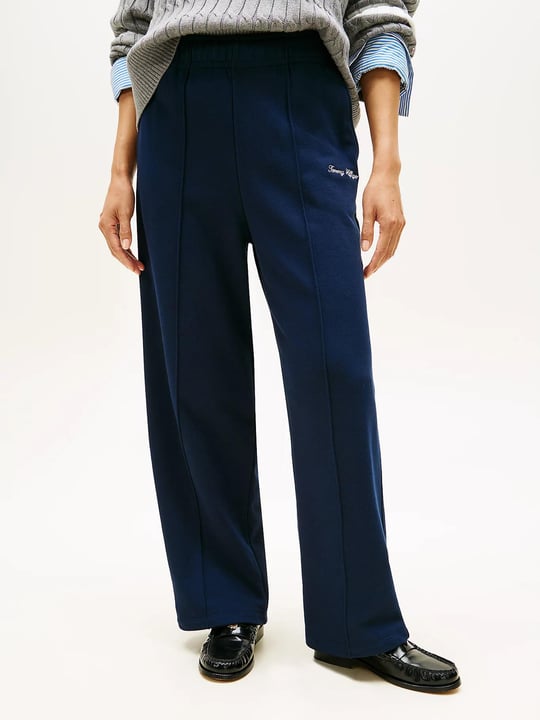 Tommy Hilfiger Tommy Hilfiger Kadın Bol Paça Geniş Kesim Normal Bel Lacivert Pantolon WW0WW48784-C1G