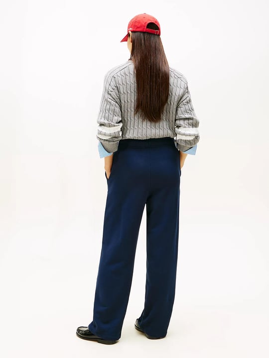 Tommy Hilfiger Tommy Hilfiger Kadın Bol Paça Geniş Kesim Normal Bel Lacivert Pantolon WW0WW48784-C1G