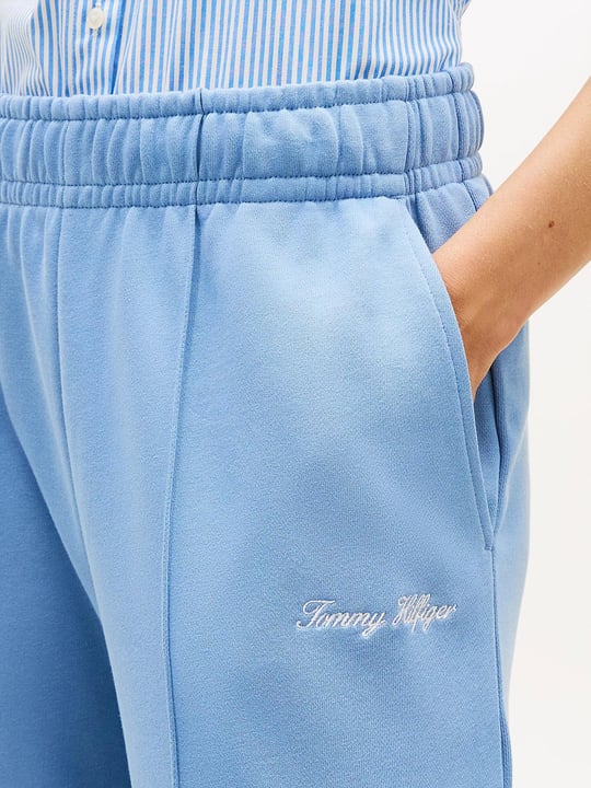 Tommy Hilfiger Tommy Hilfiger Kadın Bol Paça Geniş Kesim Normal Bel Açık Mavi Pantolon WW0WW48784-C33