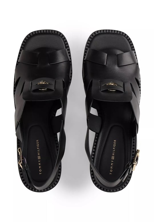 Tommy Hilfiger Tommy Hilfiger Kadın Çapraz Bağlamalı Dolgu Topuklu Siyah Sandalet FW0FW09135-BDS
