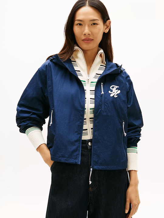 Tommy Hilfiger Tommy Hilfiger Kadın Dayanıklı İnce Kumaşlı Kapüşonlu Rahat Kalıp Lacivert Ceket WW0WW47769-C1G