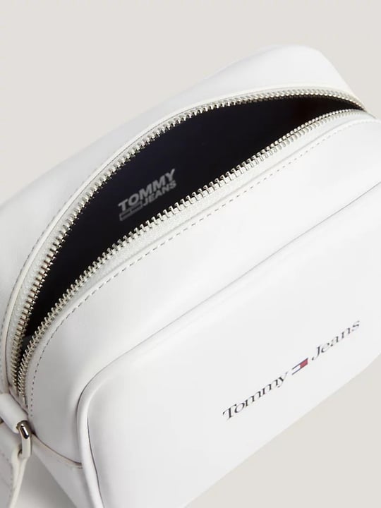 Tommy Hilfiger Tommy Hilfiger Kadın Deri Marka Logolu Fermuarlı Günlük Kullanım Beyaz Omuz Çantası AW0AW15029-YBR