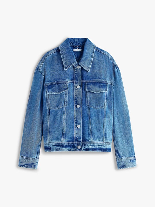 TOMMY HILFIGER Tommy Hilfiger Kadın Denim Kumaş Göğüste Cep Detay Düğme Kapama Uzun Kol Denim Ceket WW0WW46485-1A5