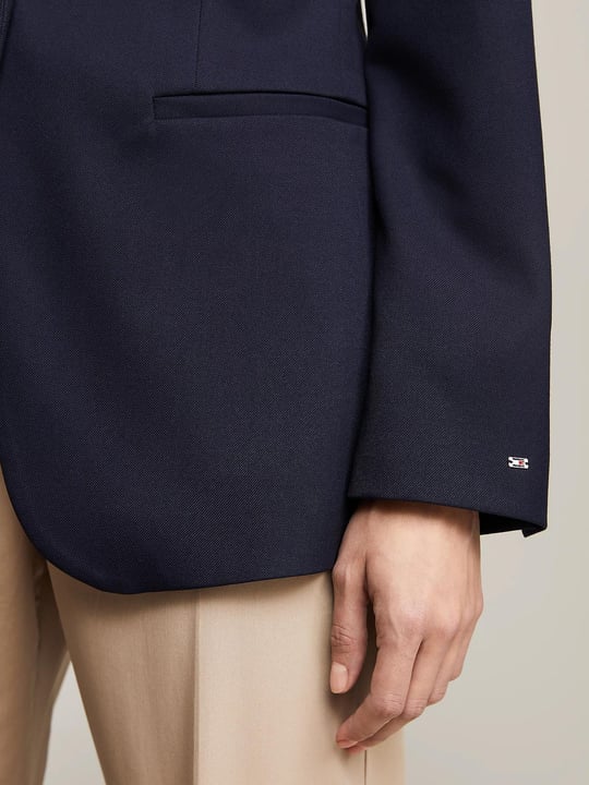 Tommy Hilfiger Tommy Hilfiger Kadın Dik Yaka Yalıtımlı Marka Logolu Fermuarlı Lacivert Bluz WW0WW39977-DW5