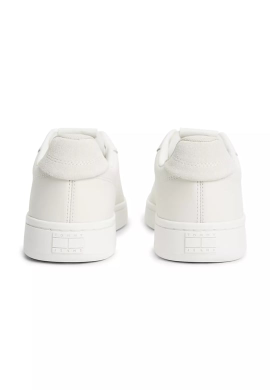 Tommy Hilfiger Tommy Hilfiger Kadın Düşük Bilekli İkonik Bayrak Logo Desenli Süet Detaylı Deri Ekru Sneaker EN0EN03146-YBL