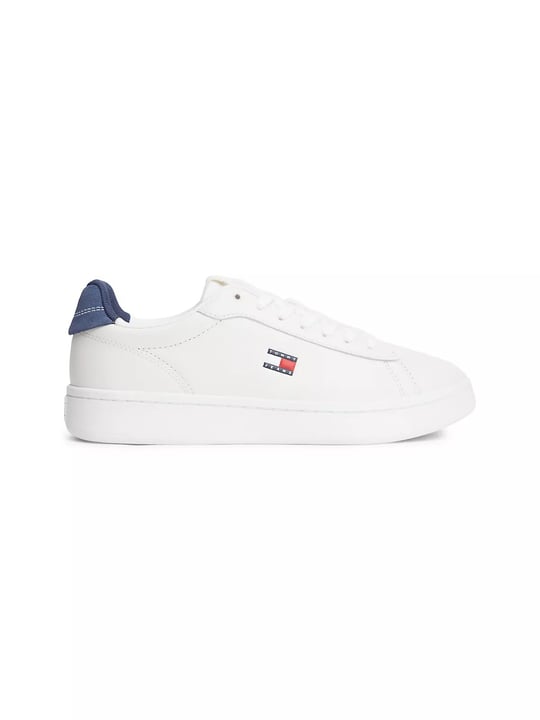 Tommy Hilfiger Tommy Hilfiger Kadın Düşük Bilekli İkonik Bayrak Logo Desenli Süet Detaylı Deri Beyaz Sneaker EN0EN03146-0GZ