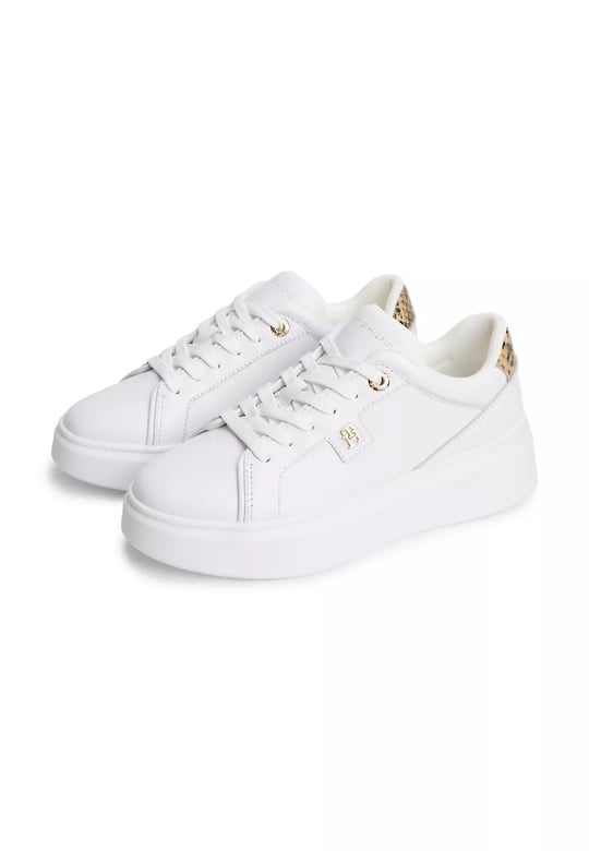 Tommy Hilfiger Tommy Hilfiger Kadın Düşük Bilekli TH Logo Detaylı Hakiki Deri Beyaz Sneaker FW0FW09456-YBS