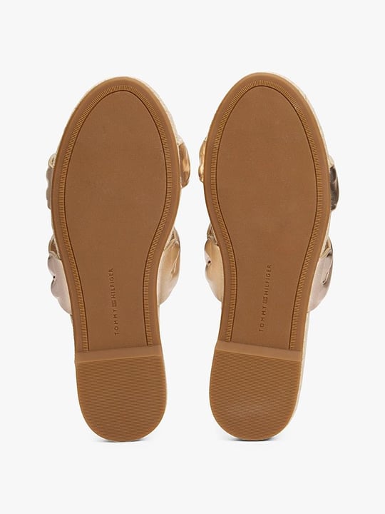TOMMY HILFIGER Tommy Hilfiger Kadın Düz Taban Hakiki Deri Gold Sandalet FW0FW08670-0HS