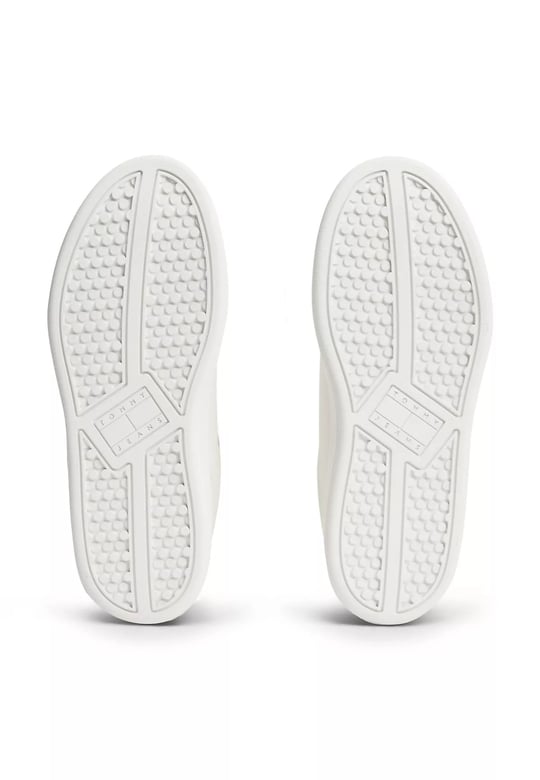 Tommy Hilfiger Tommy Hilfiger Kadın Düşük Bilekli İkonik Bayrak Logo Desenli Süet Detaylı Deri Ekru Sneaker EN0EN03146-YBL