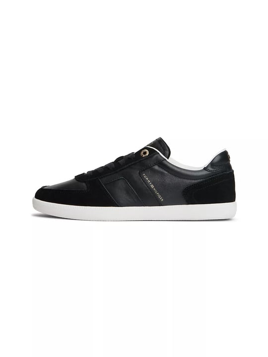 Tommy Hilfiger Tommy Hilfiger Kadın Hakiki Deri Dokulu Panelli Metalik Logolu Bayrak Detaylı Siyah Sneaker FW0FW09483-BDS