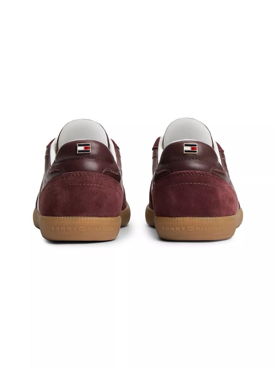 Tommy Hilfiger Tommy Hilfiger Kadın Hakiki Deri Dokulu Panelli Metalik Logolu Bayrak Detaylı Bordo Sneaker FW0FW09483-XUT
