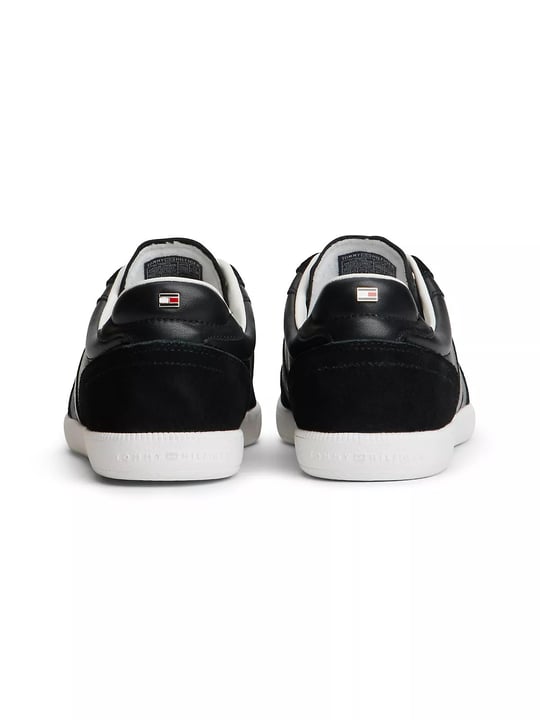 Tommy Hilfiger Tommy Hilfiger Kadın Hakiki Deri Dokulu Panelli Metalik Logolu Bayrak Detaylı Siyah Sneaker FW0FW09483-BDS