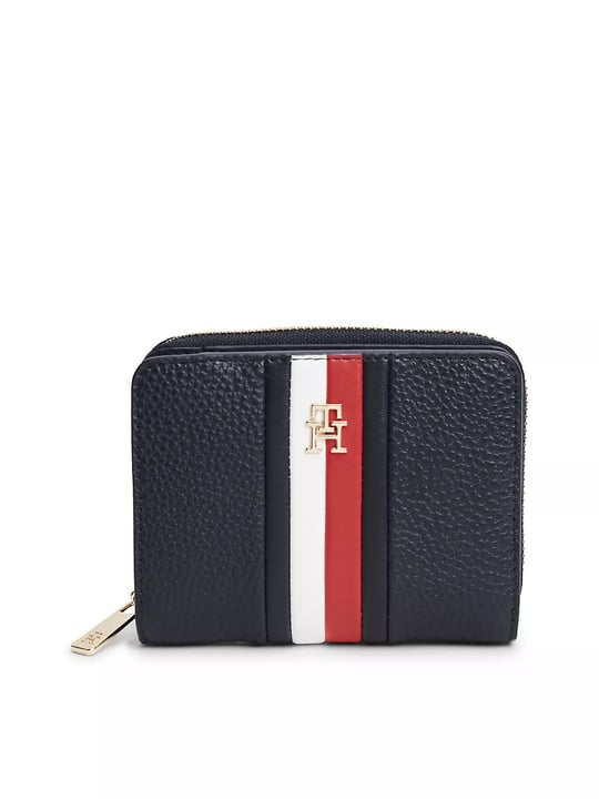 Tommy Hilfiger Tommy Hilfiger Kadın İkonik Logo Şerit Desenli Banknot Bölmeli Fermuarlı Lacivert Cüzdan AW0AW19162-DW6