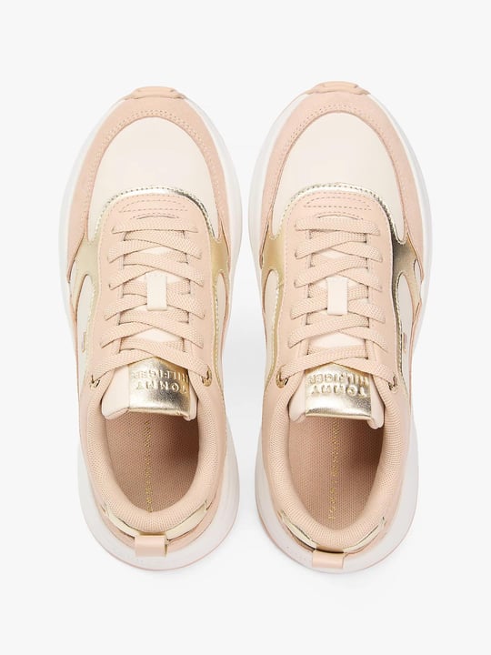 Tommy Hilfiger Tommy Hilfiger Kadın Kalın Topuk Deri Bağcıklı Rahat Taban Altın-Bej Sneaker FW0FW09204-0HV