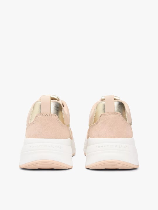 Tommy Hilfiger Tommy Hilfiger Kadın Kalın Topuk Deri Bağcıklı Rahat Taban Altın-Bej Sneaker FW0FW09204-0HV