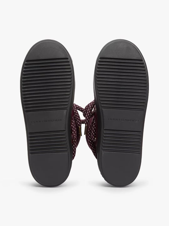 Tommy Hilfiger Tommy Hilfiger Kadın Kalın Bağcıklı Deri Düz Taban Çoraplı Kırmızı Bot & Bootie FW0FW09260-XI8