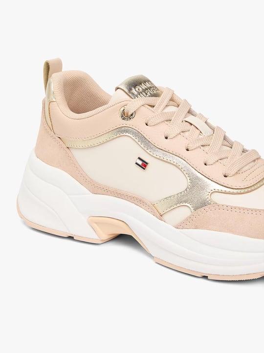 Tommy Hilfiger Tommy Hilfiger Kadın Kalın Topuk Deri Bağcıklı Rahat Taban Altın-Bej Sneaker FW0FW09204-0HV
