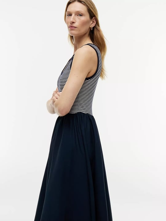 Tommy Hilfiger Tommy Hilfiger Kadın Kalın Askı Uzun Pileli Etek Dokuma Kumaş Lacivert Elbise WW0WW49939-0X4