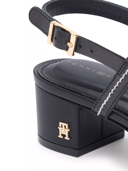 Tommy Hilfiger Tommy Hilfiger Kadın Kısa Kalın Topuk Deri Burun Ucu Çift Bantlı Siyah Ayakkabı FW0FW09345-BDS