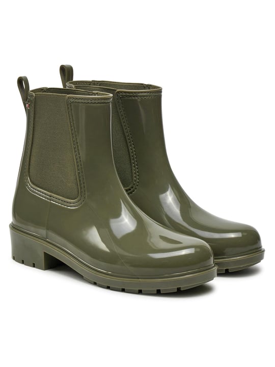Tommy Hilfiger Tommy Hilfiger Kadın Kışlık Su Geçirmez Lastikli Kaydırmaz Taban Yeşil Bot & Bootie FW0FW08213-MSH