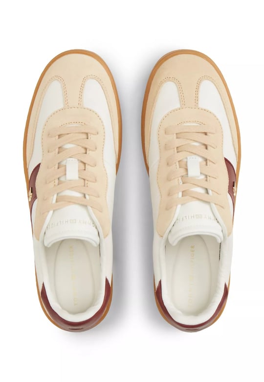 Tommy Hilfiger Tommy Hilfiger Kadın Kontrast Renk Geçişli Süet Detaylı Düşük Bilekli Hakiki Deri Kahverengi-Beyaz Sneaker FW0FW09497-0KS