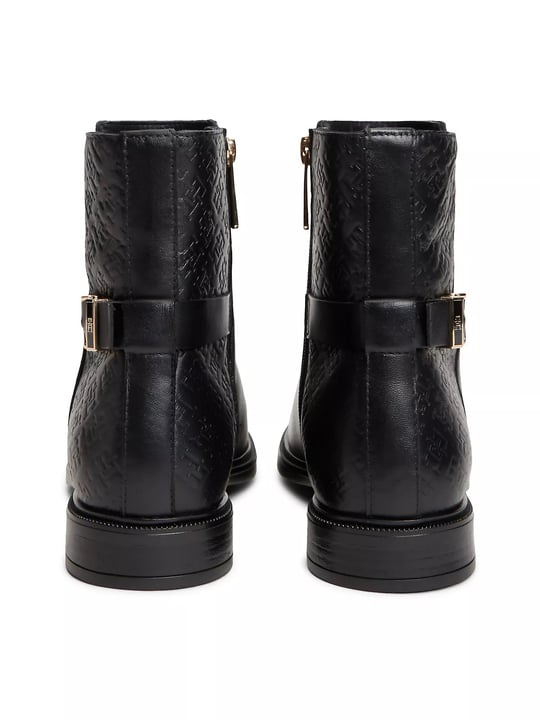 Tommy Hilfiger Tommy Hilfiger Kadın Logo Kabartmalı Deri Arka Yüzey Tokalı Bilek Kayışı Siyah Bot & Bootie FW0FW09672-BDS