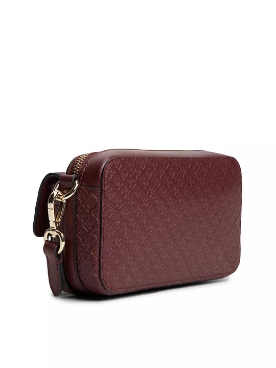 Tommy Hilfiger Tommy Hilfiger Kadın Logo Kabartmalı Çıkarılabilir Omuz Askılı Fermuarlı Bordo Omuz Çantası AW0AW18922-XUT