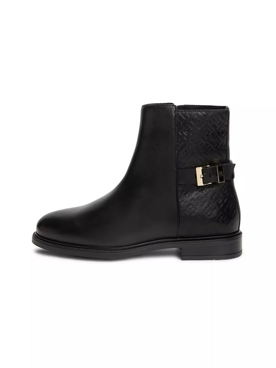 Tommy Hilfiger Tommy Hilfiger Kadın Logo Kabartmalı Deri Arka Yüzey Tokalı Bilek Kayışı Siyah Bot & Bootie FW0FW09672-BDS