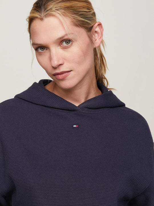 Tommy Hilfiger Tommy Hilfiger Kadın Logolu Desenli Uzun Kollu Günlük Kullanım Lacivert Sweatshirt S10S101718-DW5