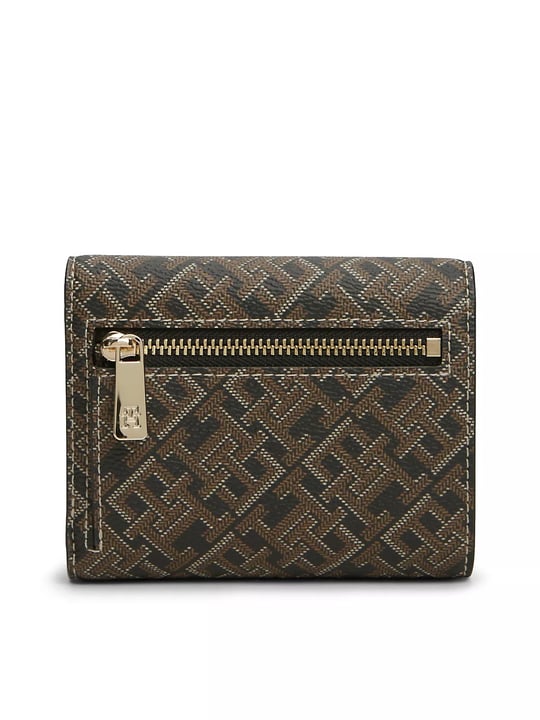 Tommy Hilfiger Tommy Hilfiger Kadın Logo Desenli Banknot ve Fermuar Bölmeli Kahverengi Cüzdan AW0AW18998-0GJ