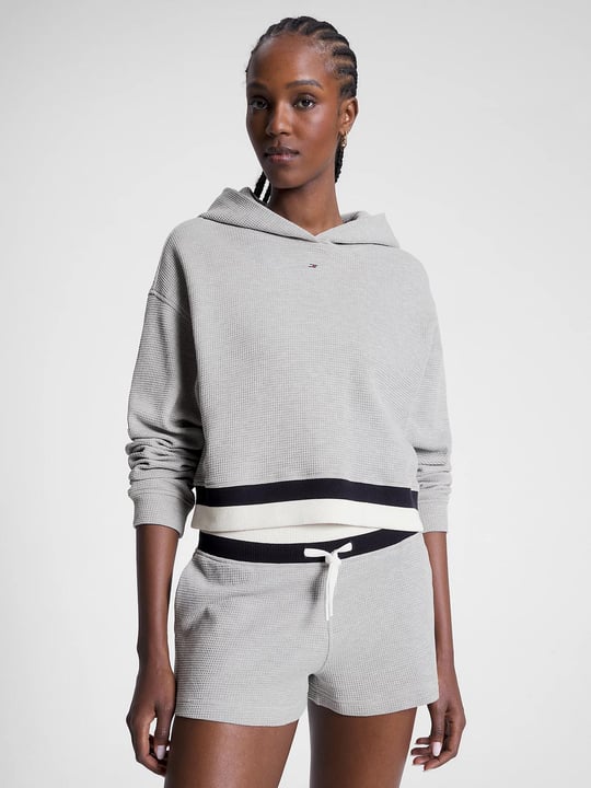 Tommy Hilfiger Tommy Hilfiger Kadın Logolu Desenli Uzun Kollu Günlük Kullanım Gri Sweatshirt S10S101718-PKH