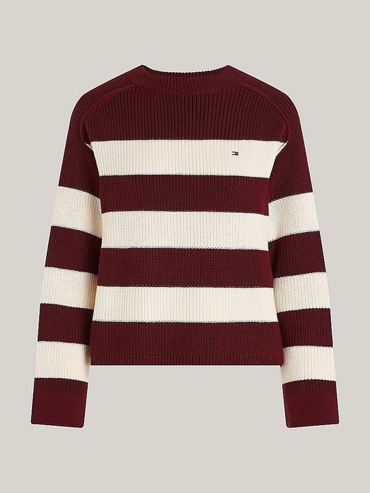 Tommy Hilfiger Tommy Hilfiger Kadın Logolu Yuvarlak Yakalı Uzun Kollu Günlük Kullanım Kırmızı Kazak WW0WW40751-0EY