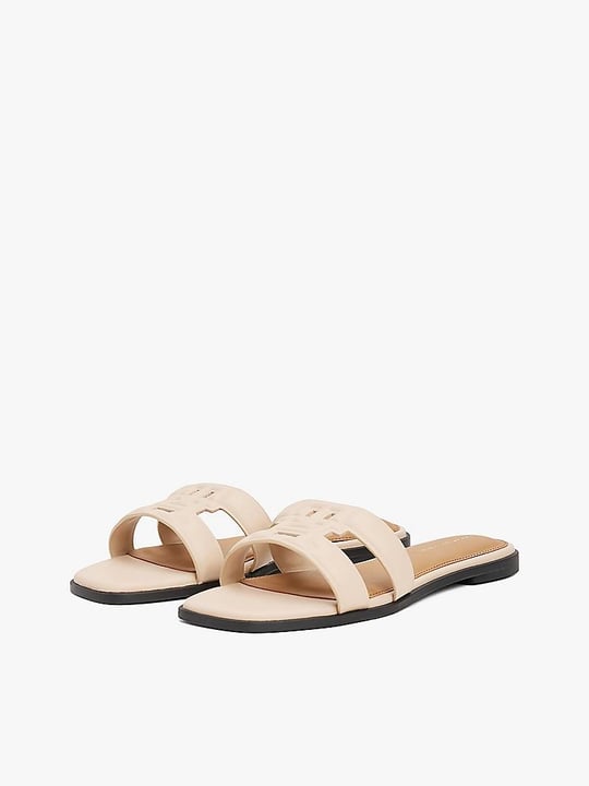 TOMMY HILFIGER Tommy Hilfiger Kadın Logolu Deri Fermuarlı Günlük Kullanım Pembe Sandalet FW0FW08671-TRY