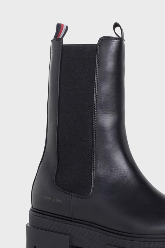 Tommy Hilfiger Tommy Hilfiger Kadın Marka Logolu Düz Taban Kaydırmaz Günlük Kullanım Siyah Bot & Bootie FW0FW06730-BDS