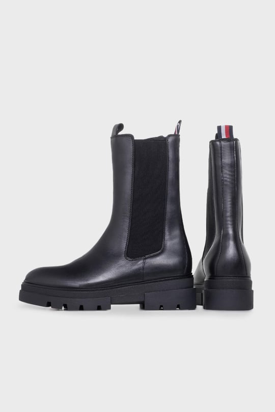 Tommy Hilfiger Tommy Hilfiger Kadın Marka Logolu Düz Taban Kaydırmaz Günlük Kullanım Siyah Bot & Bootie FW0FW06730-BDS