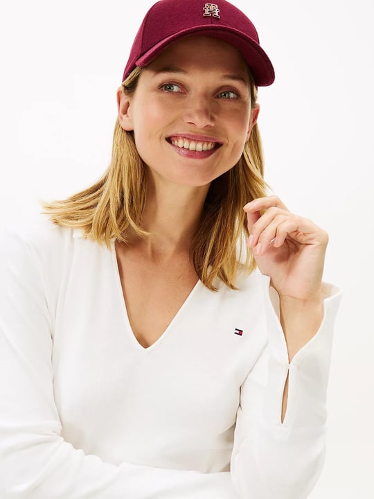 Tommy Hilfiger Tommy Hilfiger Kadın Marka Logolu Polo Yakalı Beyaz Polo Yaka T-Shirt WW0WW47850-YBL