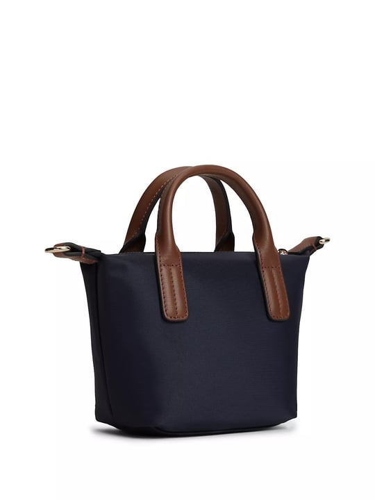 Tommy Hilfiger Tommy Hilfiger Kadın Metalik TH Logo Detaylı Çıkarılabilir Uzun Askılı Lacivert Omuz Çantası AW0AW18368-DW6