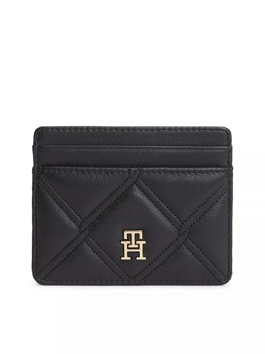 Tommy Hilfiger Tommy Hilfiger Kadın Metalik TH Logolu Dikiş Detaylı Suni Deri Siyah Kartlık AW0AW18700-BDS