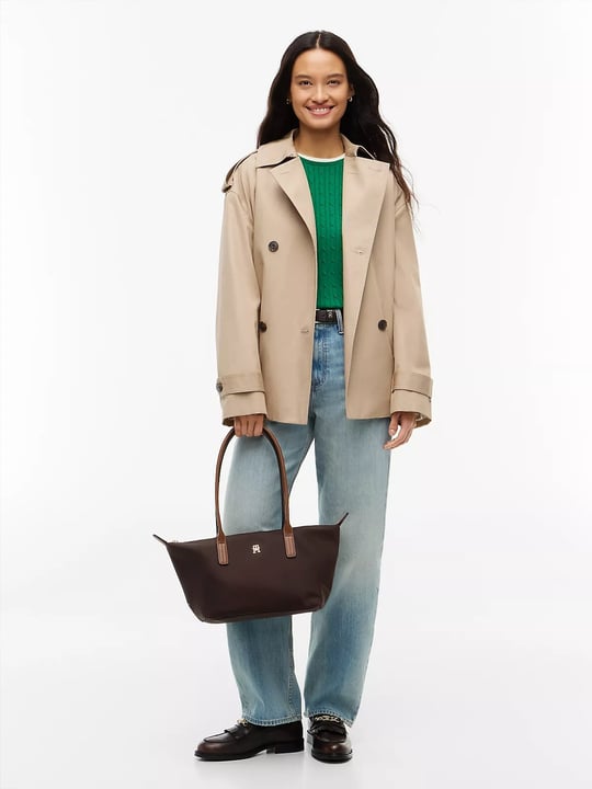 Tommy Hilfiger Tommy Hilfiger Kadın Metalik TH Logolu Fermuarlı Omuz Askılı Kahverengi Omuz Çantası AW0AW19211-GUG