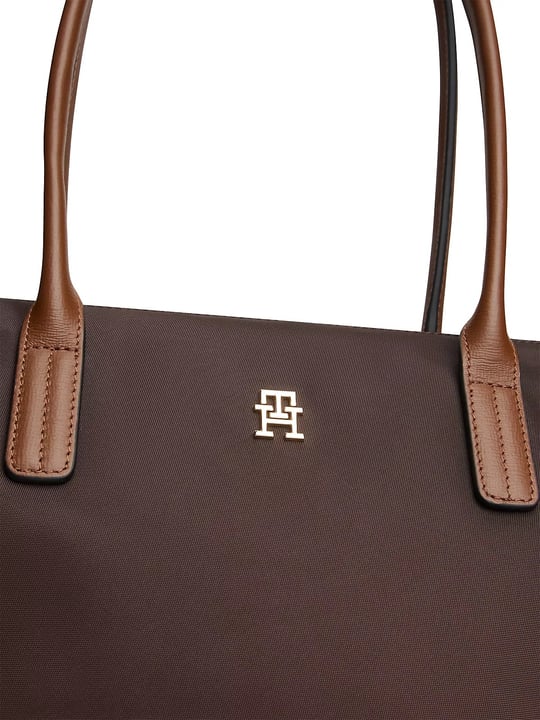 Tommy Hilfiger Tommy Hilfiger Kadın Metalik TH Logolu Fermuarlı Omuz Askılı Kahverengi Omuz Çantası AW0AW19211-GUG
