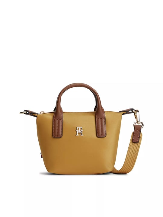 Tommy Hilfiger Tommy Hilfiger Kadın Metalik TH Logo Detaylı Çıkarılabilir Uzun Askılı Hardal Omuz Çantası AW0AW18368-KBG