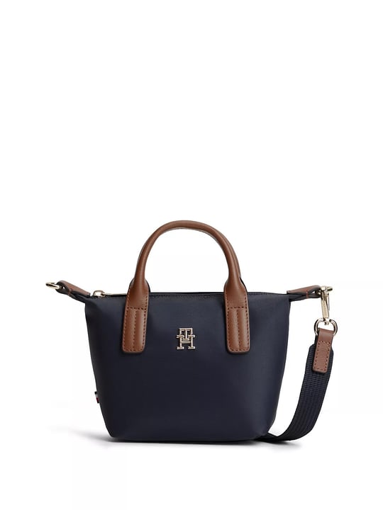Tommy Hilfiger Tommy Hilfiger Kadın Metalik TH Logo Detaylı Çıkarılabilir Uzun Askılı Lacivert Omuz Çantası AW0AW18368-DW6