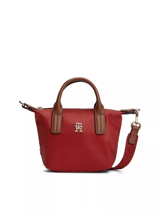 Tommy Hilfiger Tommy Hilfiger Kadın Metalik TH Logo Detaylı Çıkarılabilir Uzun Askılı Kırmızı Omuz Çantası AW0AW18368-XLI