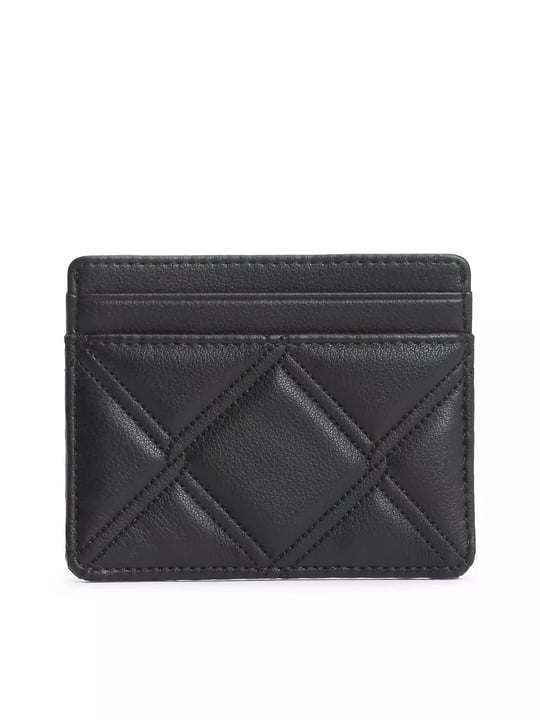 Tommy Hilfiger Tommy Hilfiger Kadın Metalik TH Logolu Dikiş Detaylı Suni Deri Siyah Kartlık AW0AW18700-BDS