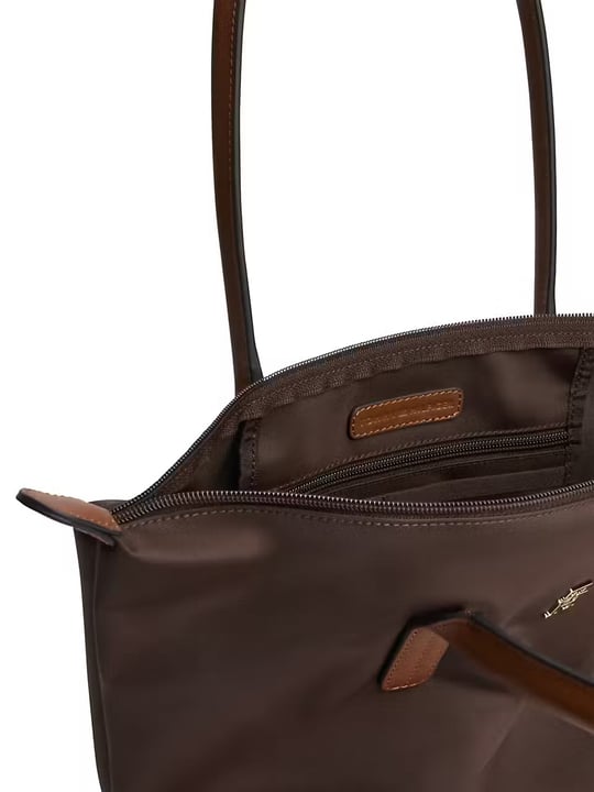 Tommy Hilfiger Tommy Hilfiger Kadın Metalik TH Logolu Fermuarlı Omuz Askılı Kahverengi Omuz Çantası AW0AW19211-GUG
