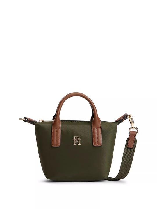 Tommy Hilfiger Tommy Hilfiger Kadın Metalik TH Logo Detaylı Çıkarılabilir Uzun Askılı Yeşil Omuz Çantası AW0AW18368-MRZ