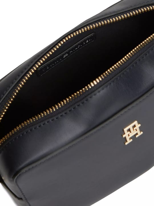 Tommy Hilfiger Tommy Hilfiger Kadın Metalik TH Logolu Ayarlanabilir Desenli Askılı Fermuarlı Lacivert Çanta AW0AW19315-DW6